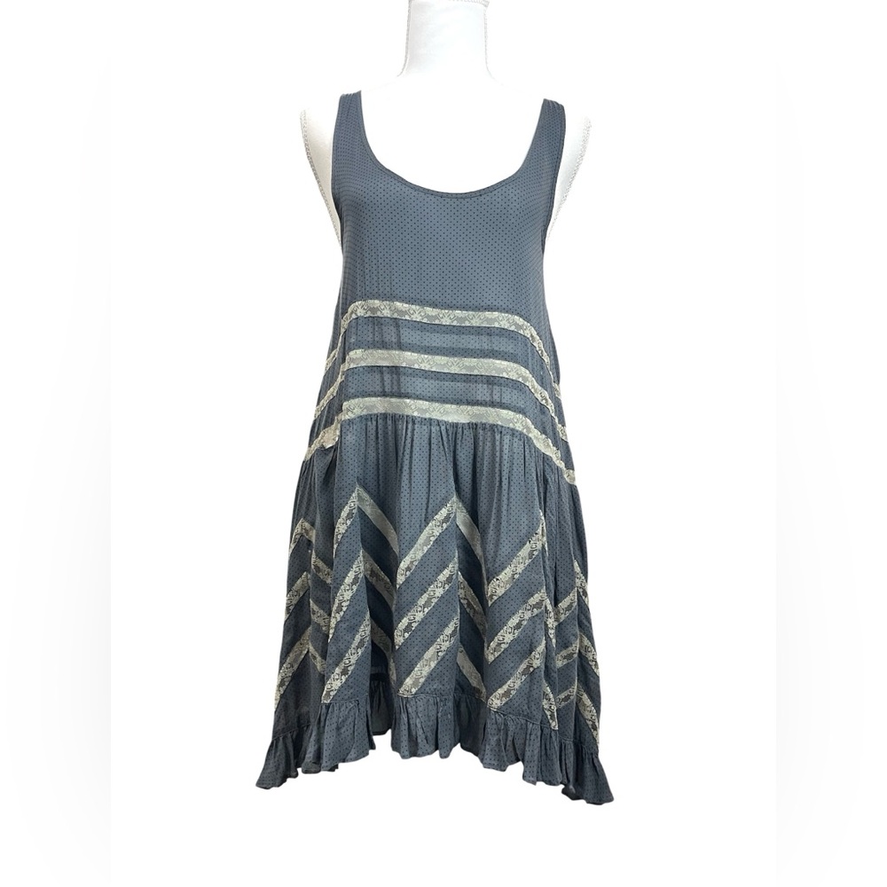RARE ASO Violet Harmon Free People Voile Lace Polka Dot Trapeze Tank Top Dress - Picture 8 of 13